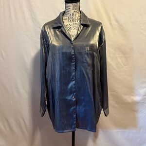 TC Metallic Blue Button Down Shirt
